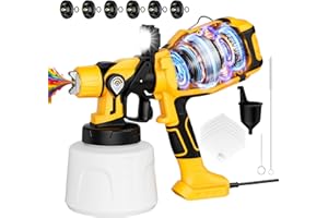 VAVCURAA Paint Sprayer for House Painting, Paint Sprayer with 1000W Powerful Copper Motor, 1400ml (47oz) Container, 6 Brass Nozzles & LED Light, Easy to Clean for House, Fence, Furniture, DIY, Garden, Walls
