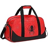 Octsky Kids Sports Gym Bag Boys Girls Overnight Weekend Bag with Shoe Compartment Small Soccer Duffel Football Bag, Spider red