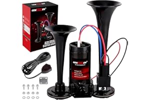 CENZHIWEN Air Horn for Trucks, 150dB Super Loud Train Horn,with All-in-One 12V Air Compressor,Car Horn-Universal Fit for Any 12V SUV Motorcycle Trucks Pickup Lorries Trains Cars Boats (with button)