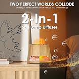 SALKING 2-in-1 Ultrasonic Diffuser Himalayan Salt Lamp 150ml Wood Grain view 3