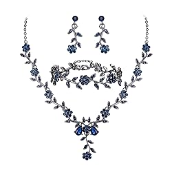 BriLove Women's Wedding Jewelry Set Leaf Cluster