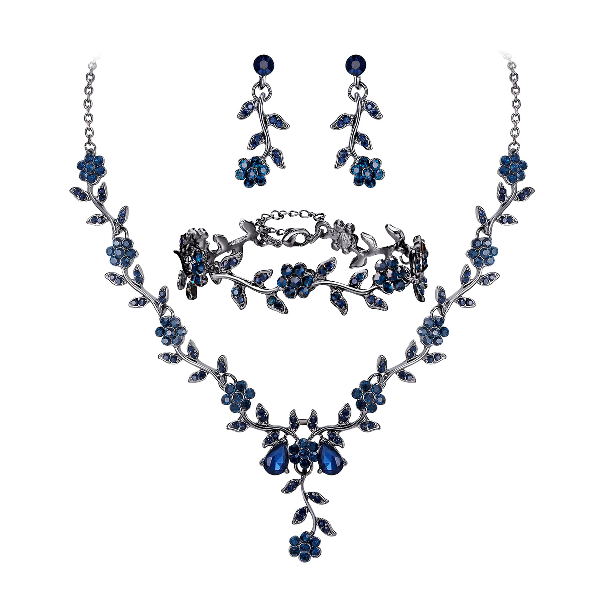 BriLove Women's Wedding Jewelry Set Leaf Cluster