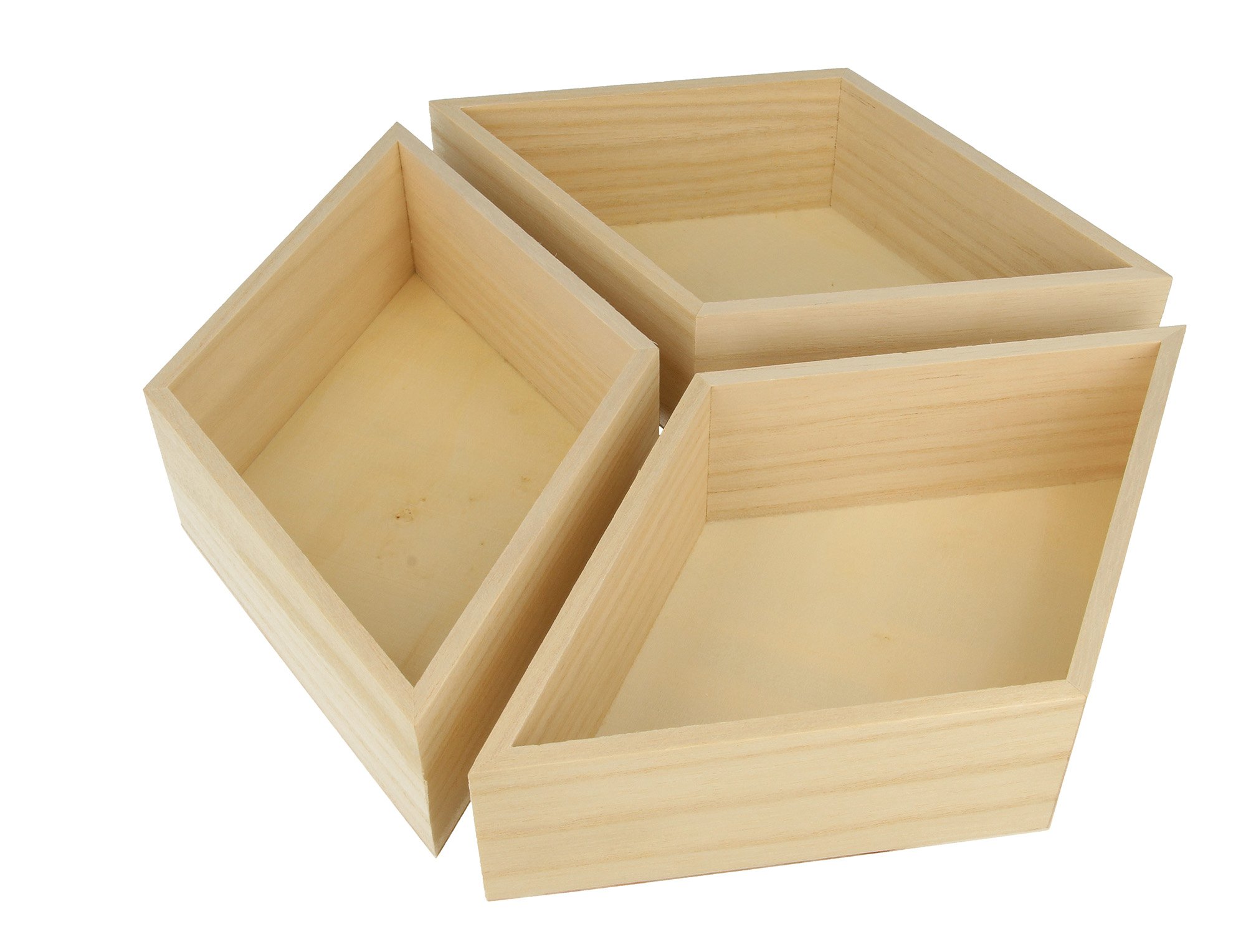 Artemio 3 wooden trays to decorate Diamond, Wood, 26.5 x 5 x 23 cm