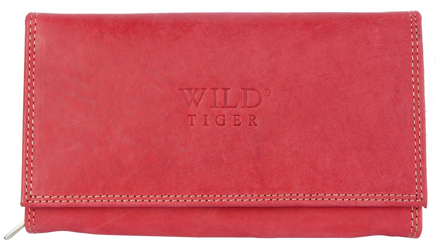 Red Genuine Natural Leather Wallet Wild Tiger