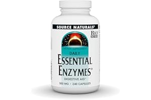 Source Naturals Essential Enzymes 500mg Bio-Aligned Multiple Enzyme Supplement Herbal Defense for Digestion, Gas, Constipation & Bloating Relief - Supports Immune System - 240 Capsules