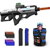 SOFITEN Electric Powerful Toy Gun Automatic Sniper Rifle with Soft Bullet,Equipped with Scope, 2 Extended Magazine(*18), Tactical Vest, Birthday Christmas New-Year Gifts for Kids Boys Teens Adults