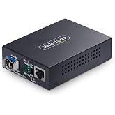 StarTech Single-Mode (SM) LC Fiber Media Converter, 20km, for, TAA | Standalone Gigabit Ethernet to Fiber Converter, 10/100/1000 Networks, MCM1110SMLC20