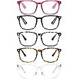 VIDEBLA 5 Pack Blue Light Blocking Reading Glasses,Spring Hinge Readers for Women Men,Anti UV Ray Filter Nerd Eyeglasses