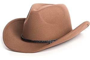 Zylioo Plus Size Felt Cowboy Hats,2XL/XL/L/M/S/XS Western Fedora Hat Warm,Multi Size Wide Brim Cowgirl Hat for Man Woman