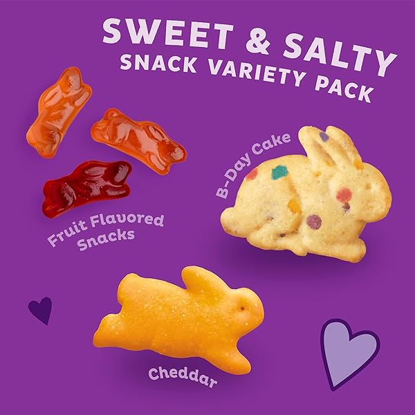 ANNIE’S SWEET AND SALTY SNACK VARIETY PACK, CHEDDAR BUNNIES, BUNNY GRAHAMS AND BUNNY FRUIT FLAVORED SNACKS, ORGANIC KIDS SNACKS, 12 POUCHES, 10.8 OZ