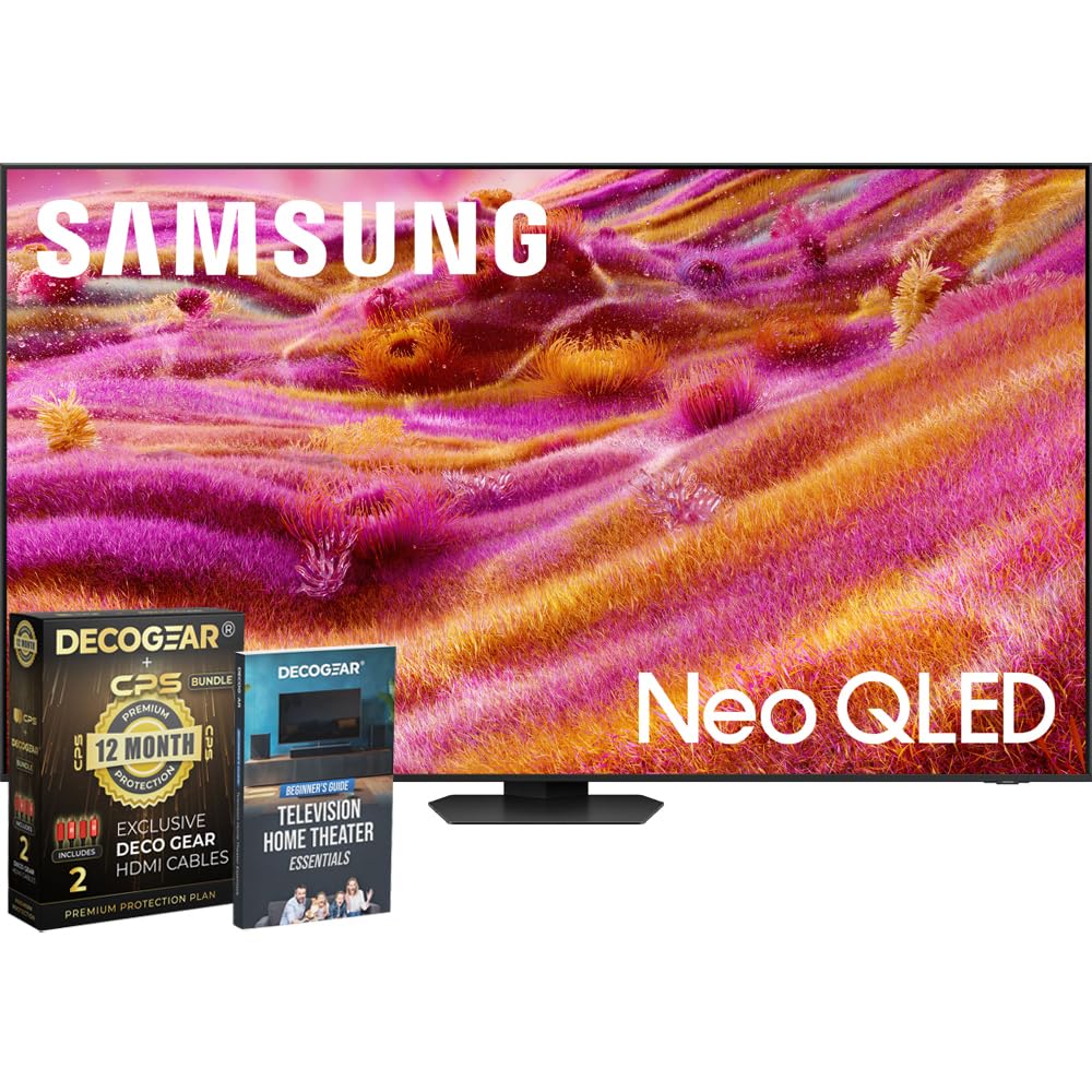 Samsung 65" Neo QLED 4K QN90F Smart TV (2025) Vision AI, Neo Quantum HDR+, Glare-Free Bundle with CPS Exclusive 1-Year Protection & Deco Gear Complete Home Theater Beginner's Guidebook