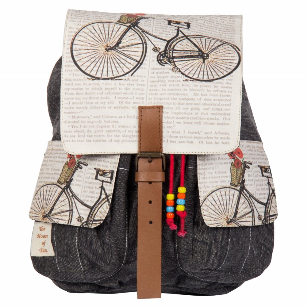 the house of tara women's backpack handbag (htbp 047,grey-beige)