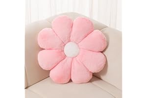 FIONOUT Pink Flower Pillow, 17.7In Daisy Pillow,Cute Floor Pillow for Sitting, Room Decor & Flower Shaped Pillow Decorative Throw Pillows for Bed Couch Chair (45CM Pink)