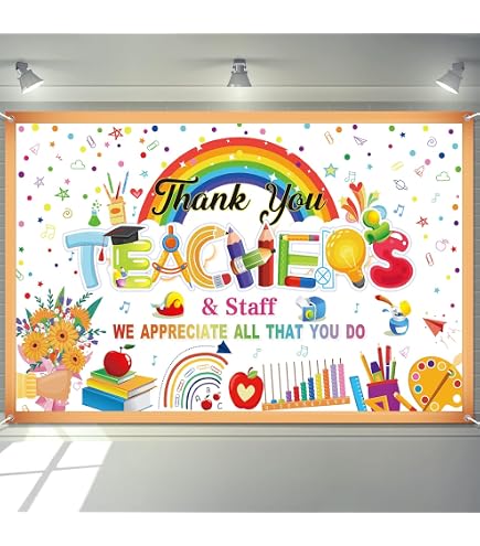 Lehrer-Dankbarkeits-Banner 180 X 109 Cm – Fotohintergrund Für Wertschätzungsfeiern