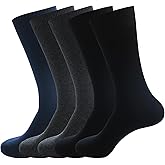 PUJANE Men's Dress Socks 5 Pairs Mens Cotton Calf Business Formal Socks Soft Breathable Athletic Long Crew Casual Socks