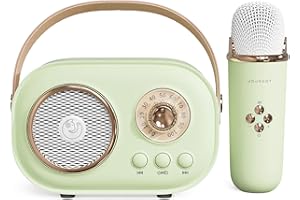 ARESRORA Mini Karaoke Machine,Karaoke Machine for Kids and Adults,Cute Karaoke with Microphone Set,Portable Bluetooth Speaker with Microphone,Retro Handheld Style for Family Party Meeting Singing (Green)