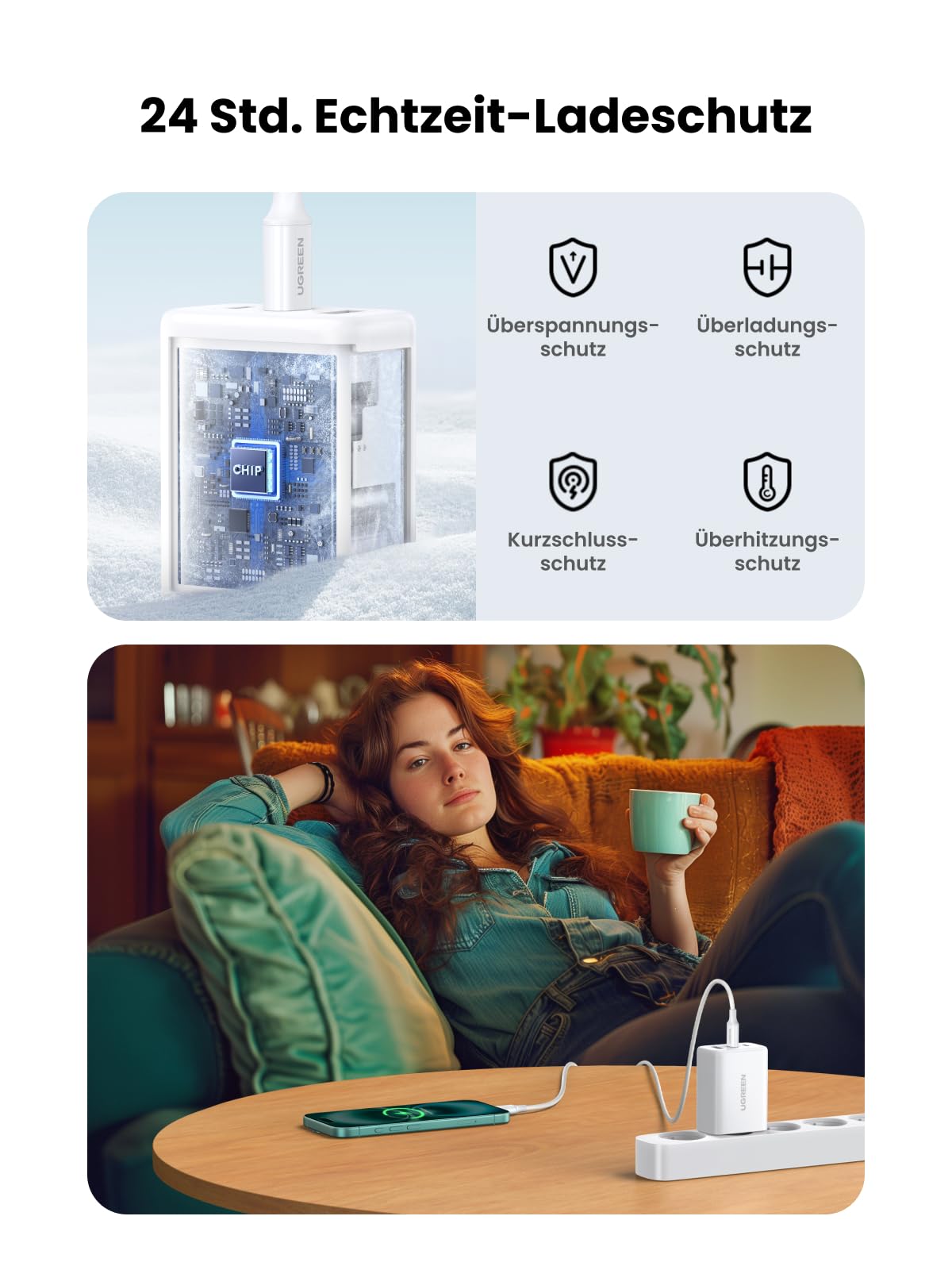 UGREEN USB C Ladegerät 65W PD Netzteil 3-Port Charger Adapter PPS 45W Schnellladegerät kompatibel mit MacBook Pro/Air, iPad, iPhone 17/16/15/14, Galaxy S25 Ultra, Pixel, Steam Deck (Weiß) 5