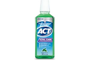 ACT Total Care Zero Alcohol Anticavity Fluoride Mouthwash 18 fl. oz. Kills Bad Breath Germs, Fresh Mint