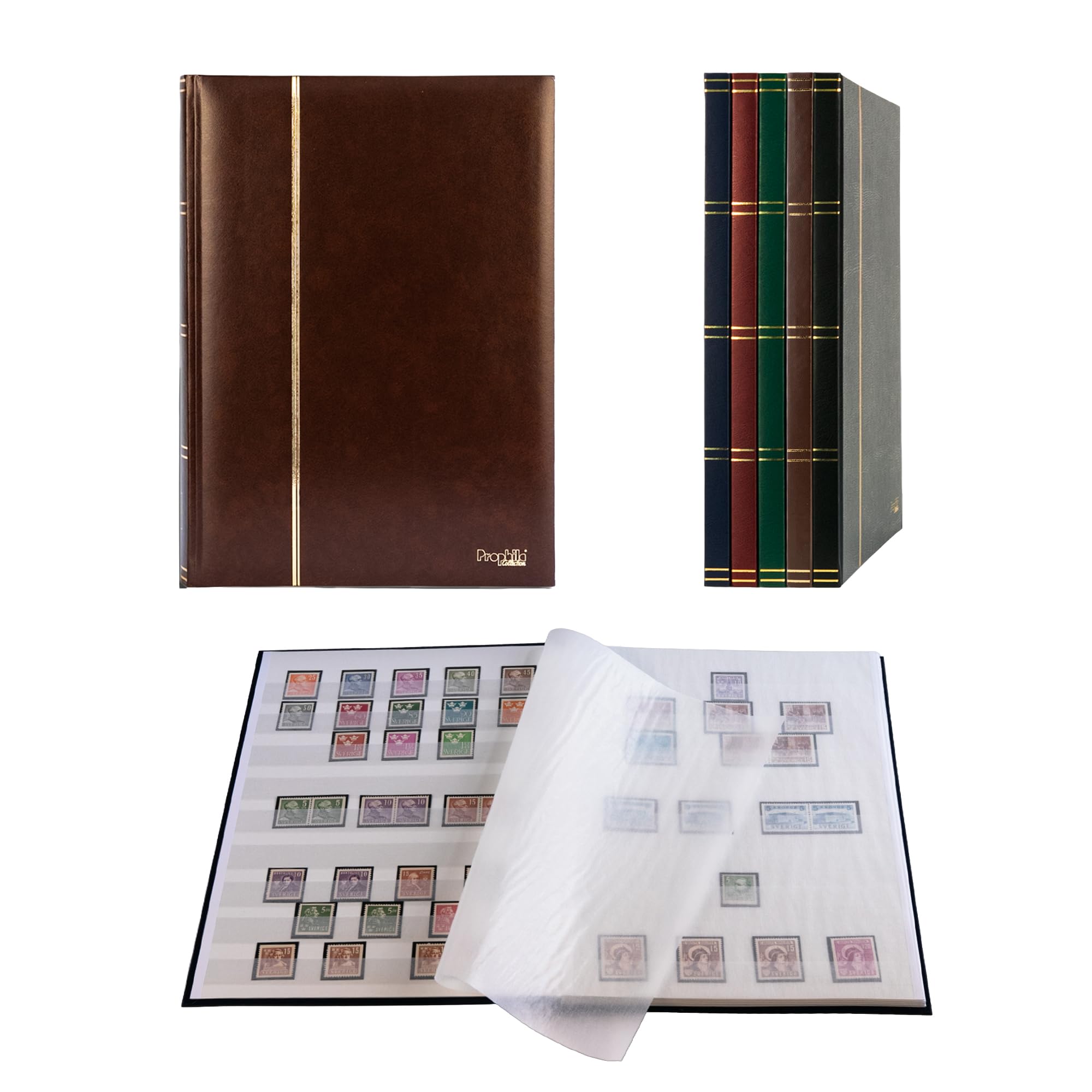 Prophila stamp album (new) 16 white sides, brown cover