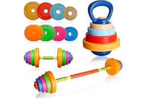 Sepco Kids Weight Set Adjustable Toddler Workout Toy Equipment Barbell Dumbbell Kettlebell for Pretend Play Exercise & Fitness Toy