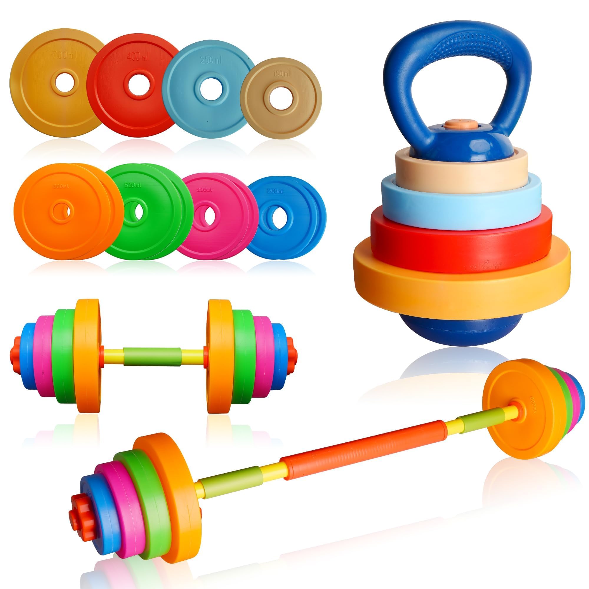 Photo 1 of Sepco Kids Weight Set Adjustable Toddler Workout Toy Equipment Barbell Dumbbell Kettlebell for Pretend Play Exercise & Fitness Toy