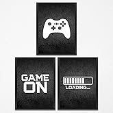 3 Pcs Black and White Gaming Wall Art Prints Boys Room Decor Game Room Decor Gamer Funny Wall Decor Paintings Posters for Office Home Bedroom Playroom Gifts for Men, Him, Son, Brother, Unframed