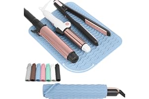 WRORUNER Larger Size Silicone Heat Resistant Mat for Curling Irons, Flat Irons, Hair Straightener and Other Hair Styling Tools, Portable Hot Tools Pad Cover for Travel Vanity Salon(12.0" x 9.0")