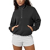 ODODOS Women's Modal Soft Cinchable Sweatshirts Half Zipper Funnel Neck Oversize Pullover with Pockets