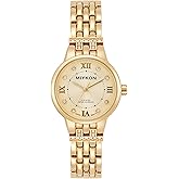 Miykon Silver and Gold Watches for Women | Small Dainty Womens Watch with Genuine Crystals | Ion Polished Women's Jewelry Bracelet, Scratch Resistant Glass, Japanese Quartz, 100ft Water Resistant