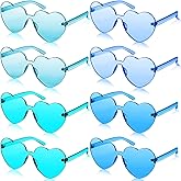 Frienda 8 Pairs Heart Shaped Sunglasses for Women Rimless Heart Glasses Candy Color Sunglasses for Party Favor