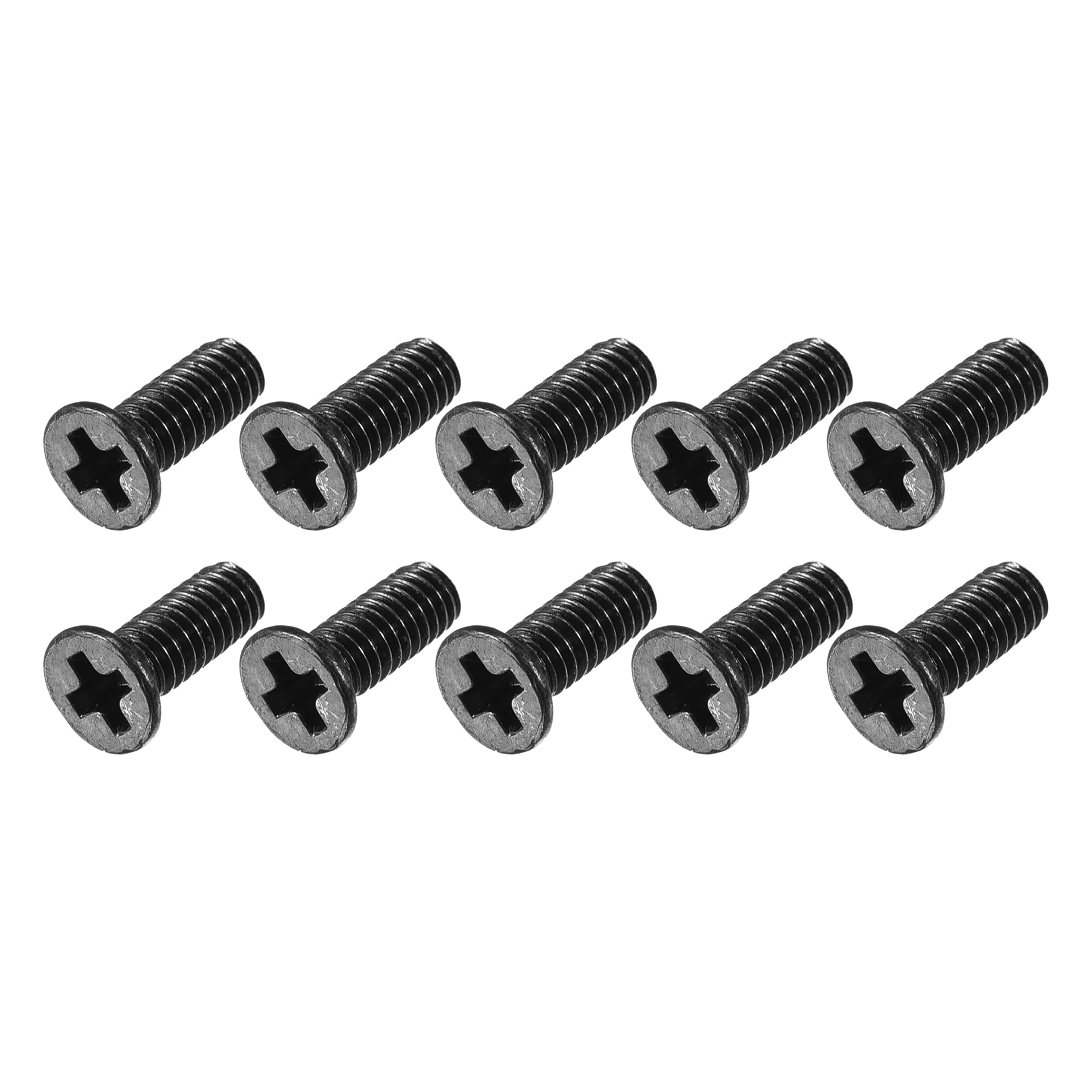 METALLIXITY Phillips Flat Head Screws (M2.5 x 8mm) 150Pcs, Carbon Steel Machine Screws - for Glasses Watch and Other Small Electronics, Black
