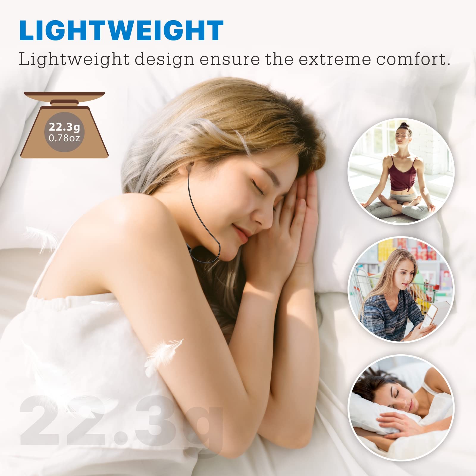 Hearprotek Wireless Headphones, Bluetooth 5.4 Sleep Soft and Lightweight in-Ear Earbuds for Sleeping, 25+Hour Playtime, Ideal for Side Sleepers, Relaxing, Meditating