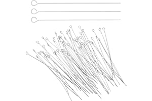 Oruola 200pcs Eyepins for Jewelry Making,Stainless Steel Eye Pins,70mm/2.76In Head Pins for Jewelry Making,Flat Eye Pins for Jewelry Making DIY Craft Bead Earring Pendant Necklace Bracelet Making