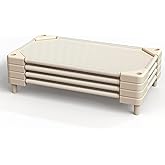 Daycare Cots,Nap cots,Stackable Preschool Cot for Kids (Light Beige, 4Pack)