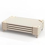 NOUJULOUN Daycare Cots,Stackable Preschool Cot for Kids (4 Packs,Light Beige,Toddler)