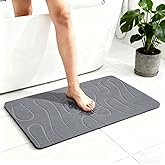 BIOIWGY Stone Bath Mat, Diatomite Fast Drying Non Slip Stone Shower Mat, Super Absorbent for Bathroom & Kitchen, Multi-Use as Pet Mat, Easy to Clean 16"x24", Gray