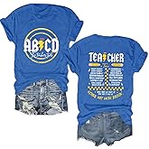 Potia Teacher Shirts for Women Funny ABCD Teacher Tour T-Shirt Casual Back to School Teach Tee Tops