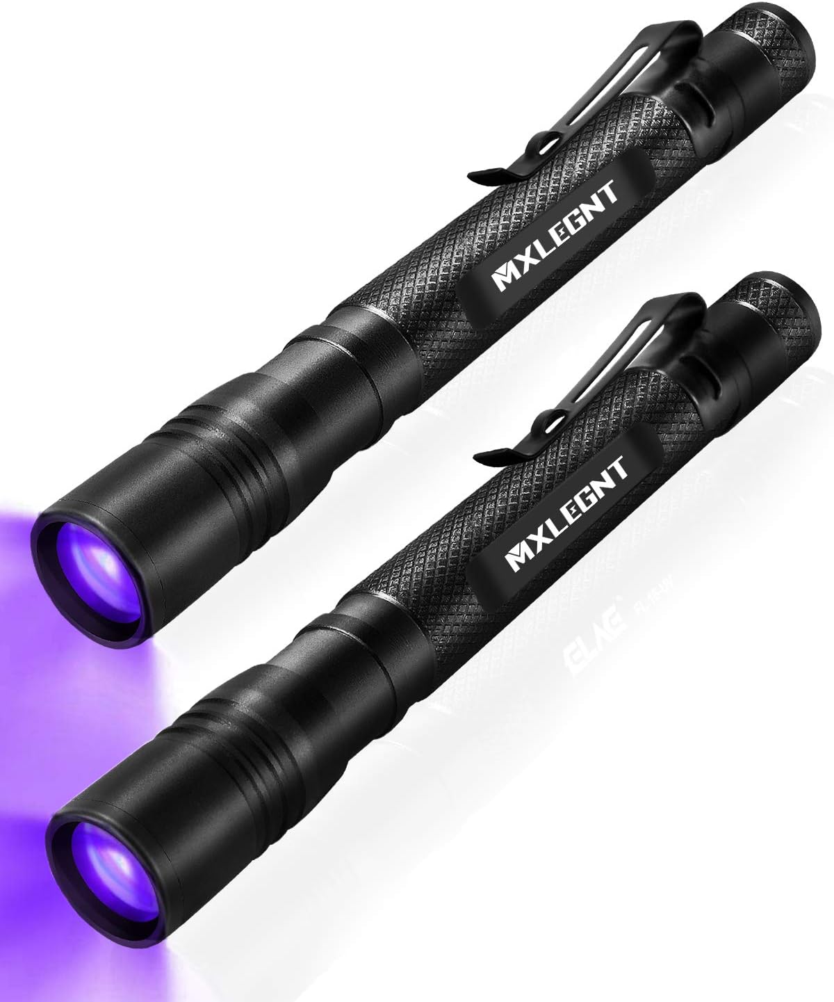 MXLEGNT UV Black Light Flashlight 2 Pack, LED UV Torch Mini Blacklight Ultraviolet Pen Lights for Leak and Hotel Inspection - Pet Urine, Bed Bug, Scorpion, Stain, and Dye Detector: Pet Supplies