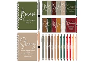 Kosiz 12 Sets Inspirational Christian Gifts Bulk A6 Notebooks Prayer Journals with Pens Spiral Bible Journal Religious Christmas Gift for Church Women Men Sunday School Teacher Coworker (Retro Color)