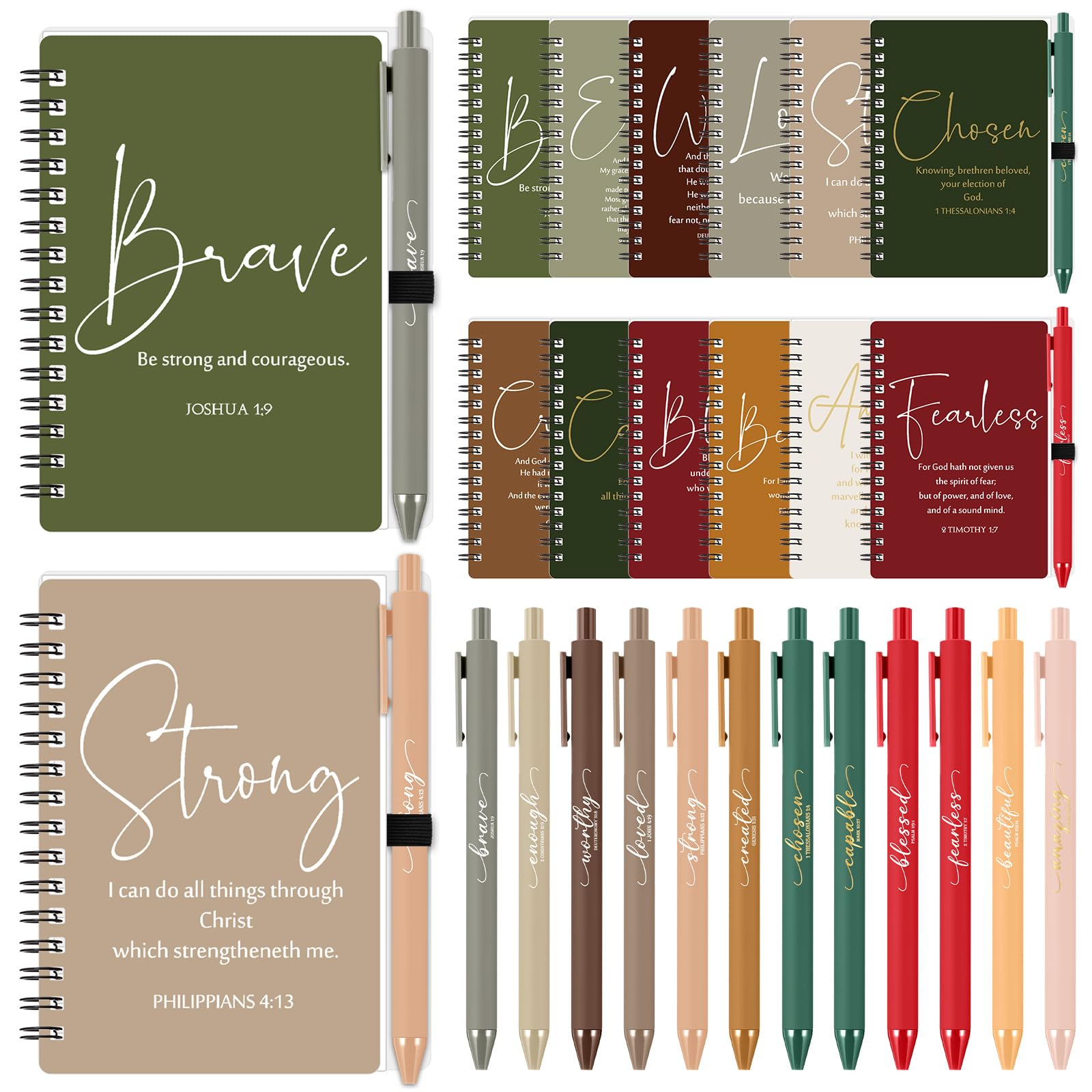 Photo 1 of Kosiz 12 Sets Inspirational Christian Gifts Bulk Christian Notebooks Prayer Journals with Pens Spiral Bible Journals Religious Gifts for Church Grandparent Pastors Day Sunday School (Retro Color)
