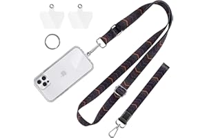 MAXCURY Crossbody Cell Phone Lanyard, Adjustable Neck Strap & Hand Wrist, 2 Pack Pads & 1 Pack Metal Key Ring Holder