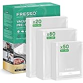 FRESKO Vacuum Sealer Bags, 150 Gallon 11" x 16" and Quart 8" x 12" and Pint 6" x 10" BPA Free PreCut Bag, Commercial Grade Food Vac Bags for Storage, Meal Prep or Sous Vide