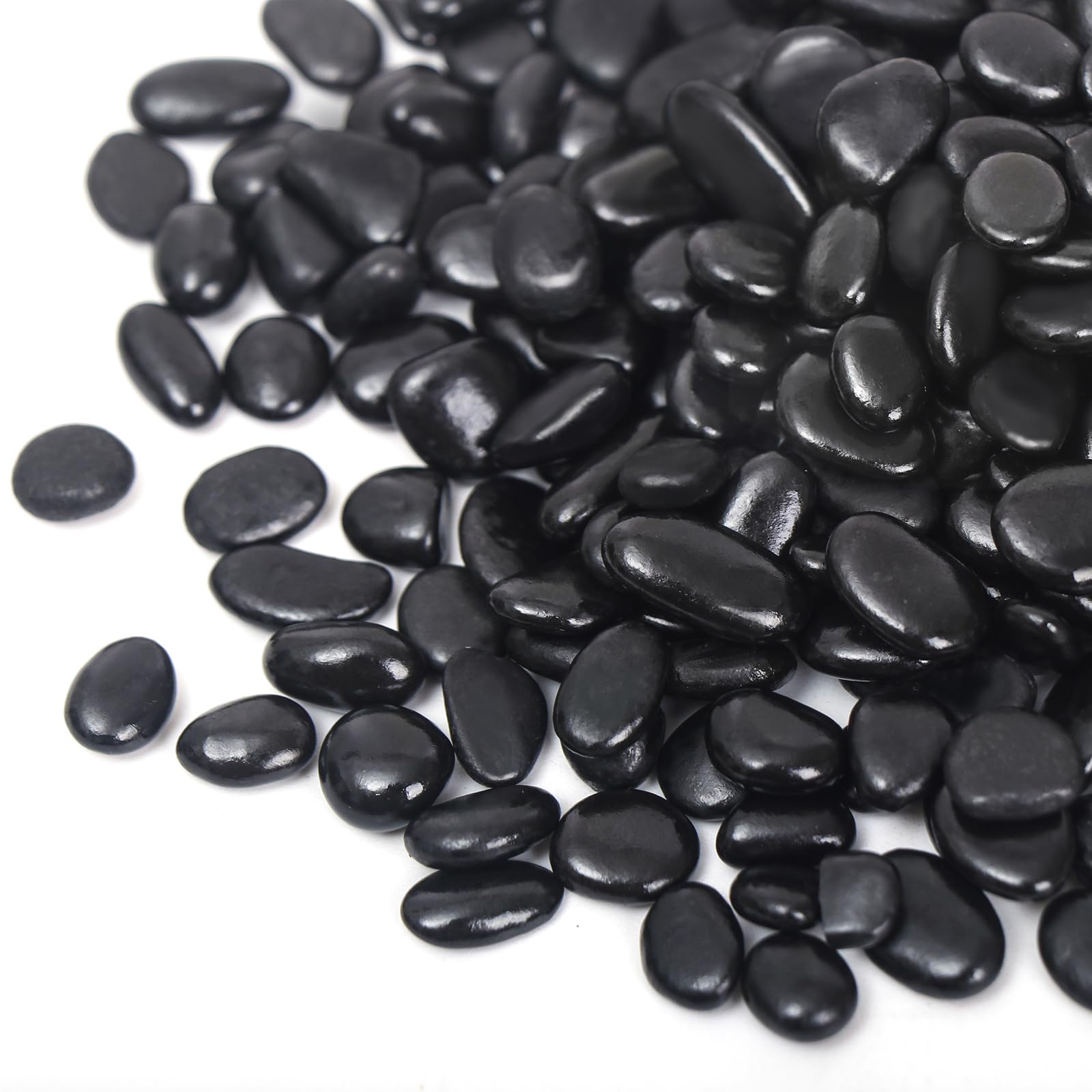 Photo 1 of 10LB Black Pebbles for Indoor Plants, Vases, Succulent, 3/8 Inch Small Black Rocks for Plants, Polished & Decorative