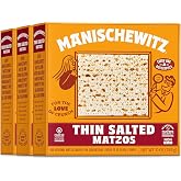 Manischewitz Old Fashioned Thin &amp; Crisp Salted Matzo, 10oz (3 Pack) Airy Crispy Crackers, Non GMO, Kosher (NOT FOR PASSOVER)