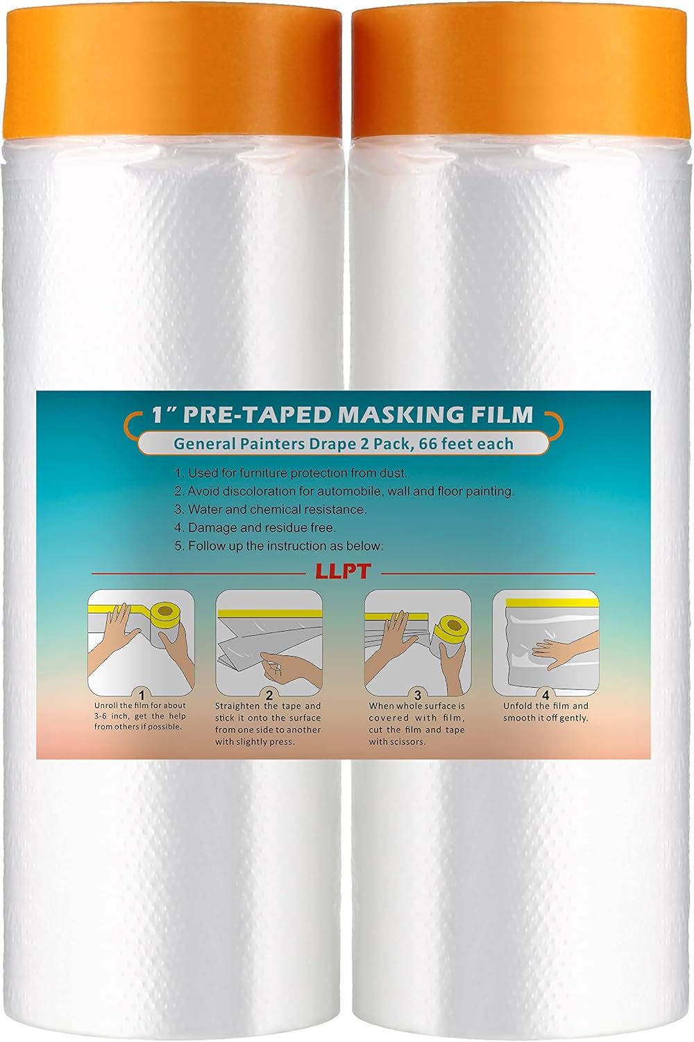 LLPT Tape and Drape Pre-Taped Masking Film 2-Pack 150cm x 20m MFT1502