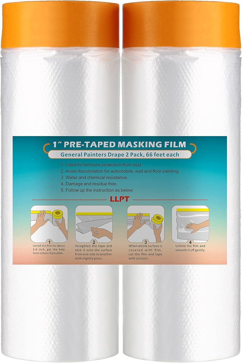 LLPT Tape and Drape Pre-Taped Masking Film 2-Pack 150cm x 20m MFT1502