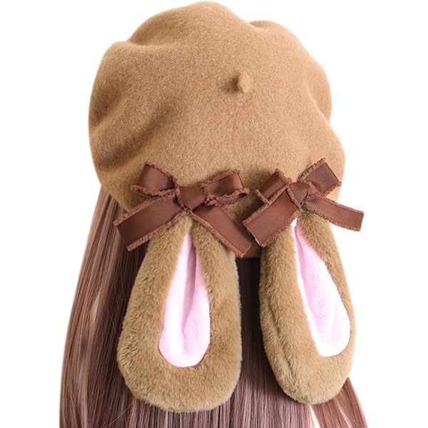 Sweet Lolita Beret Cap for Women Winter Warm Rabbit Bunny  display picture 1