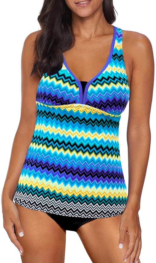 Damen Tankini-Oberteil Mit Bauchkontrolle - Modest V-Ausschnitt Für Strand & Pool