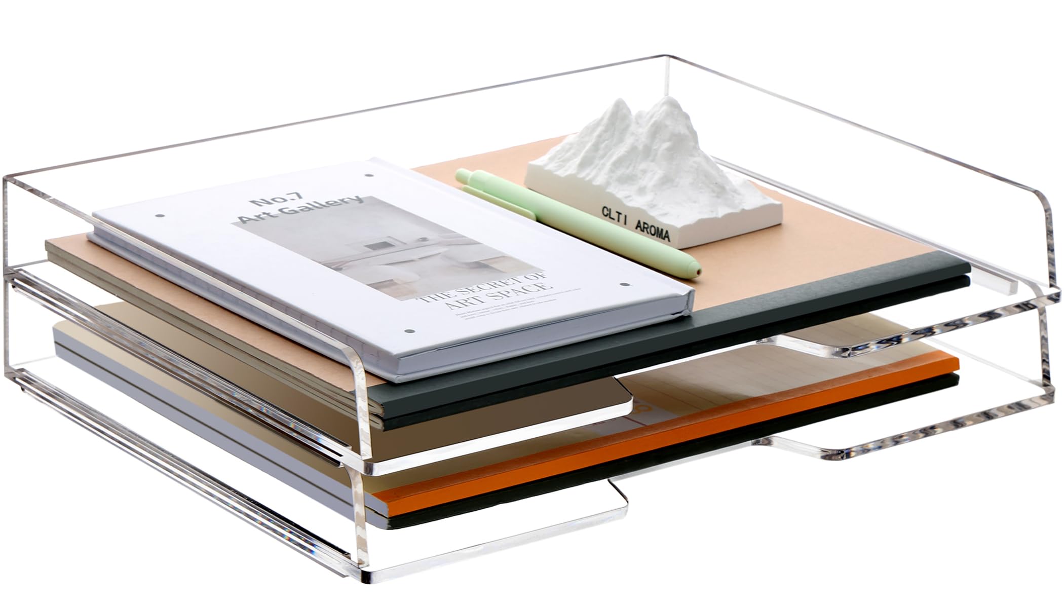 Photo 1 of SANRUI Stackable Paper Tray,Acrylic File Organizer,Paper Tray Organizer for Desk,Clear Office Desk Organization for Office, Home or School?2 Tier