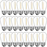 GvvooHome 24 Pack Shatterproof S14 LED Replacement Bulbs for Outdoor String Lights, 1W Equivalent to 11W Incandescent Bulb, Soft White 2200K, Dimmable, E26 Regular Medium Screw Base
